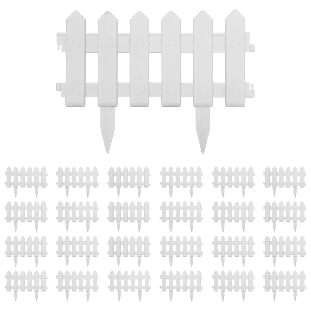 Lawn Edgings 25 pcs White 10 m PP