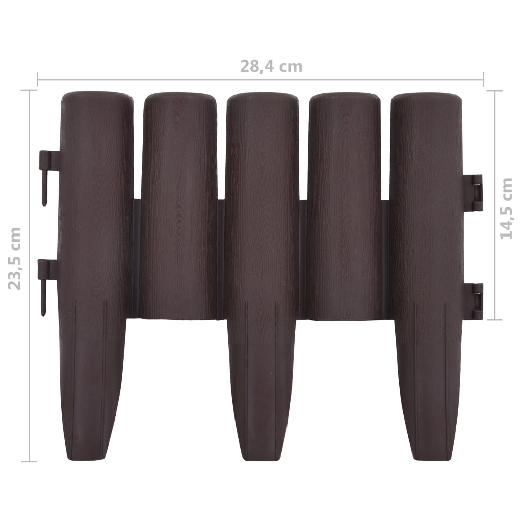 Lawn Edgings 36 pcs Brown 10 m PP