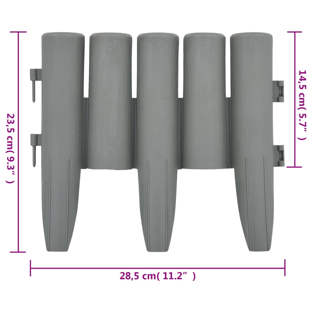 Lawn Edgings 36 pcs Grey 10 m PP