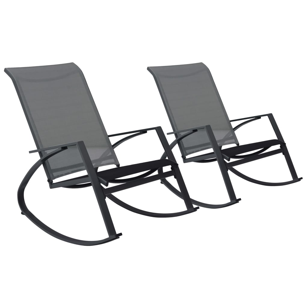 Garden Rocking Chairs 2 pcs Textilene Dark Grey