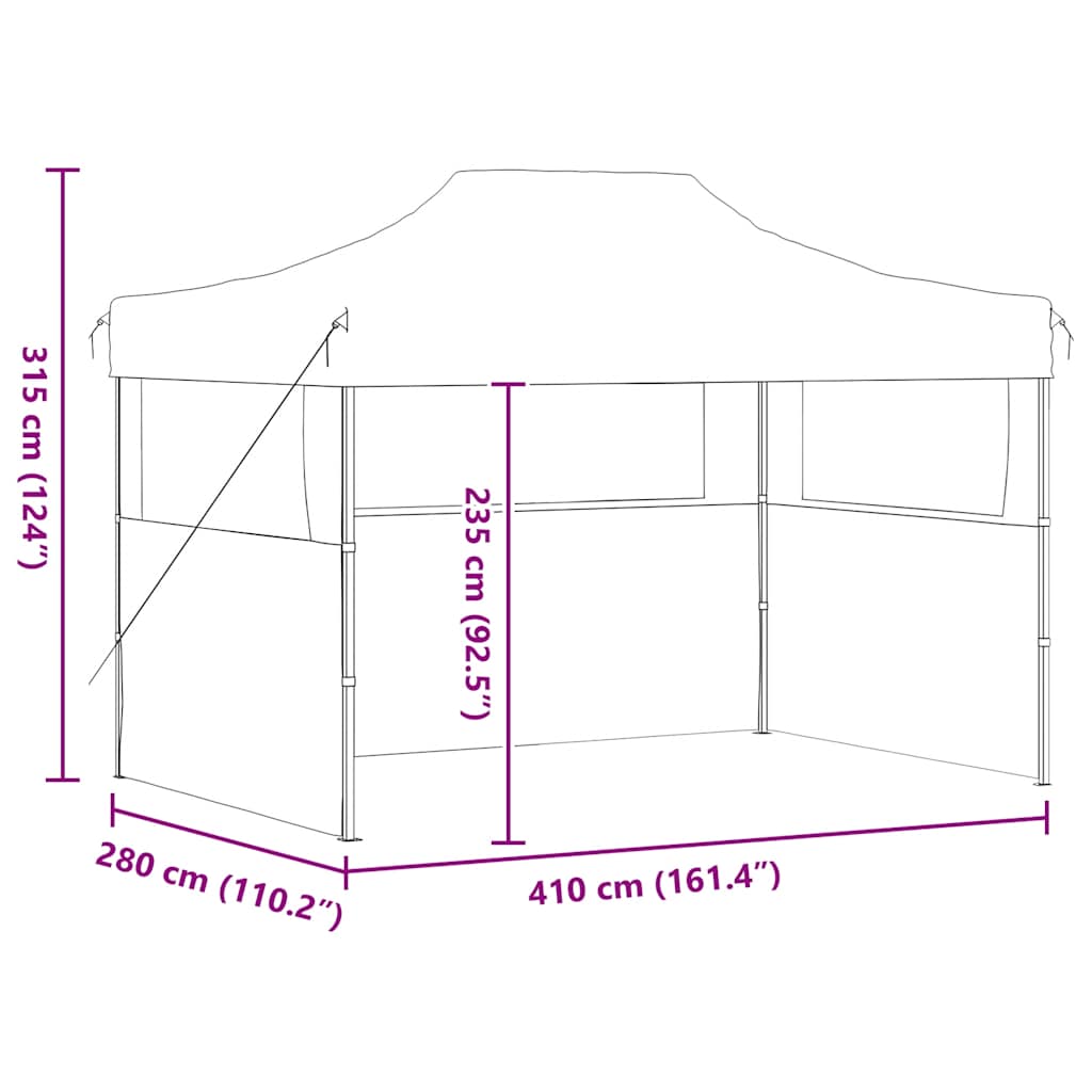 Professional Folding Party Tent with 3 Sidewalls 3x4 m Steel Anthracite