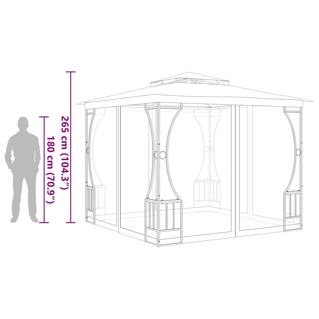 Gazebo with Nets 300x300x265 cm Anthracite