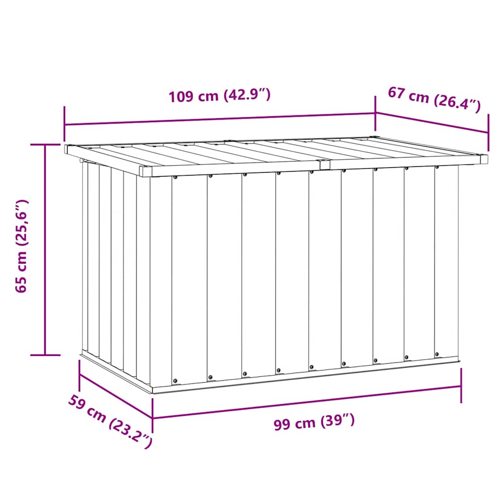 Garden Storage Box Grey 109x67x65 cm