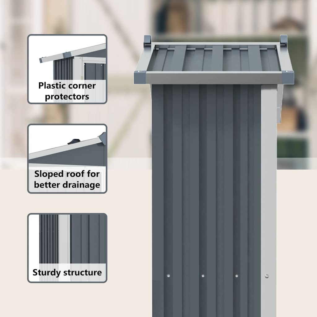 Garden Shed Grey 116x45x175 cm Galvanised Steel