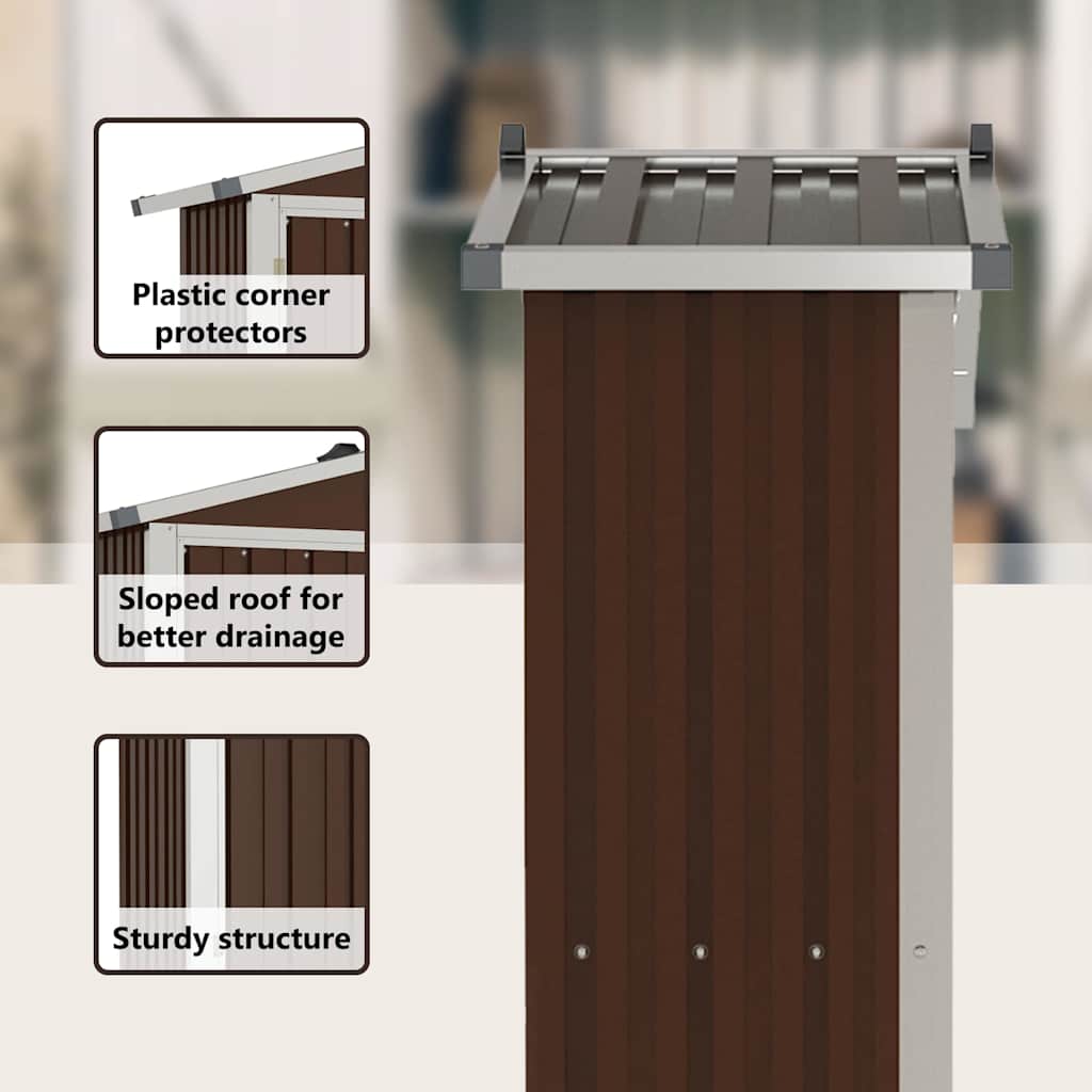 Garden Shed Brown 116x45x175 cm Galvanised Steel