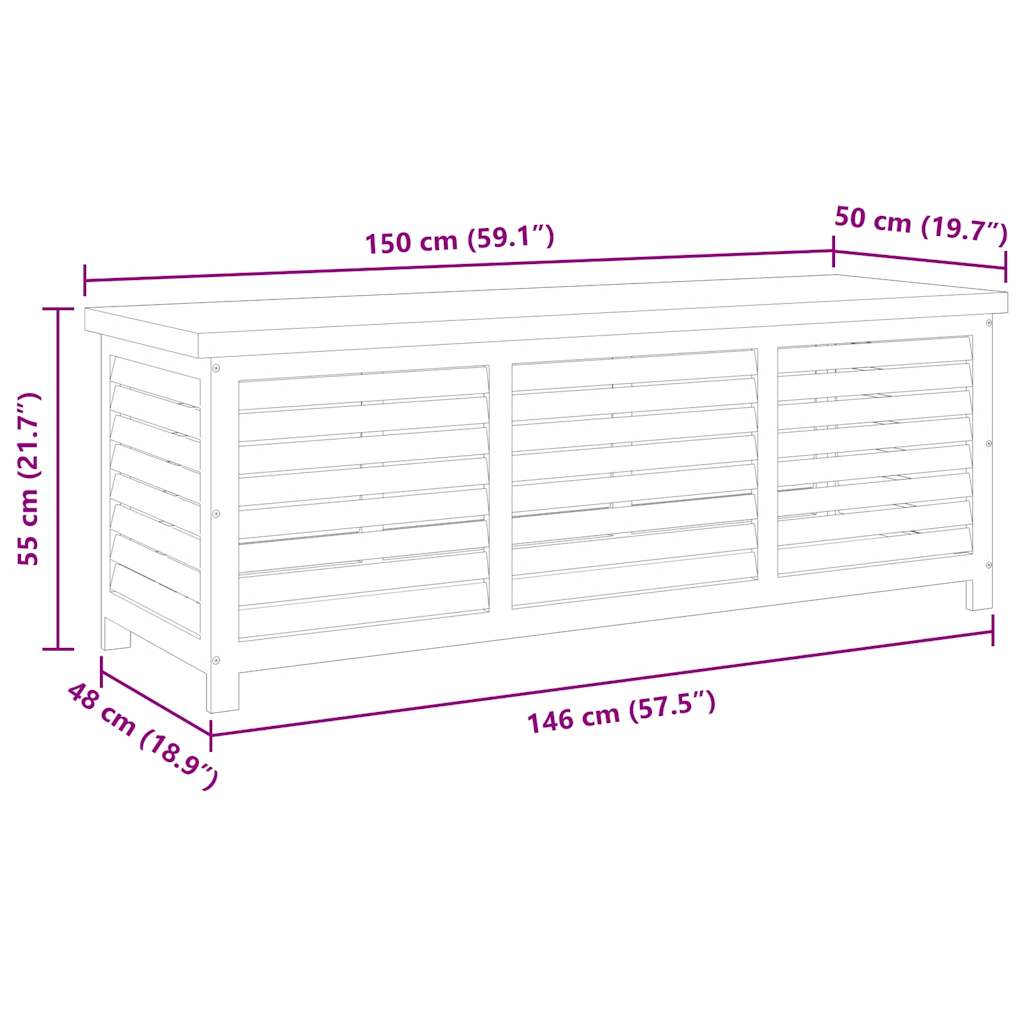 Garden Storage Box 150x50x55 cm Solid Eucalyptus Wood