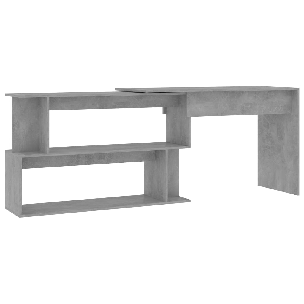 Corner Desk Concrete Grey 200x50x76 cm Engineered Wood