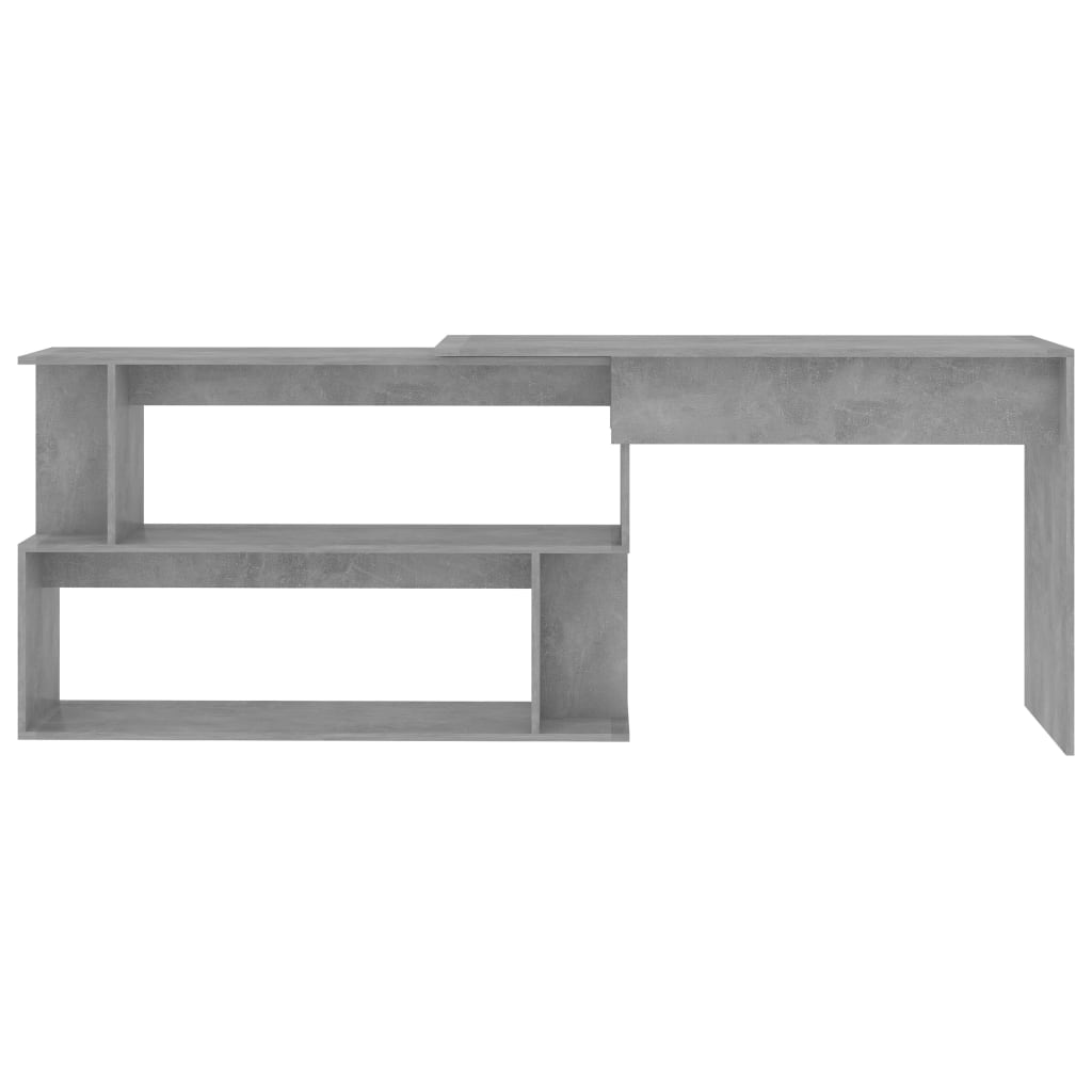 Corner Desk Concrete Grey 200x50x76 cm Engineered Wood