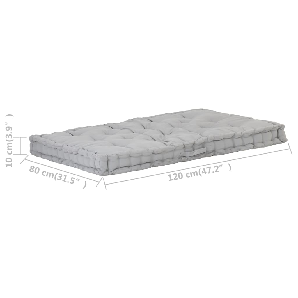 Pallet Floor Cushion Cotton 120x80x10 cm Grey