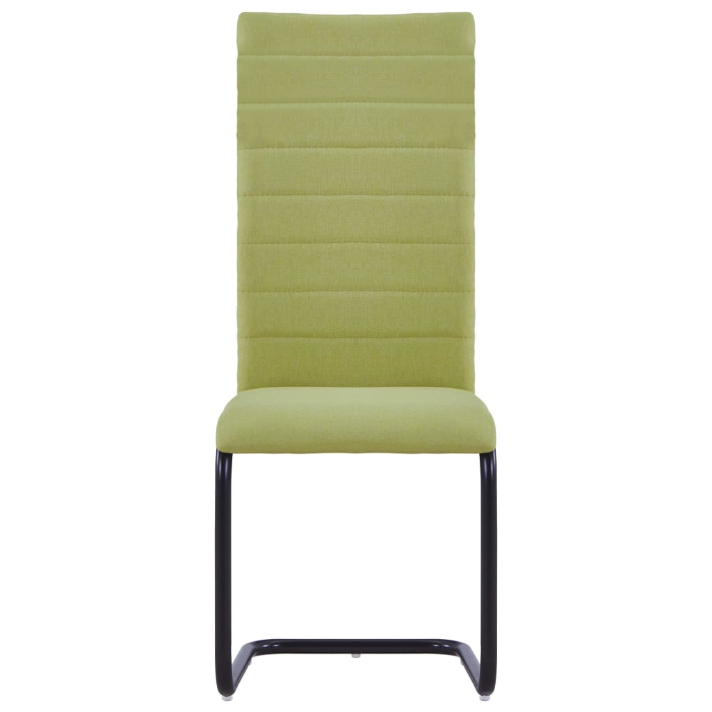Cantilever Dining Chairs 6 pcs Green Fabric