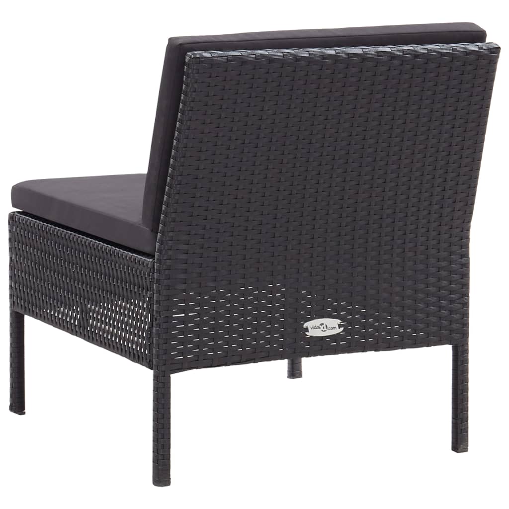 3 Piece Garden Lounge Set with Cushions Poly Rattan Black