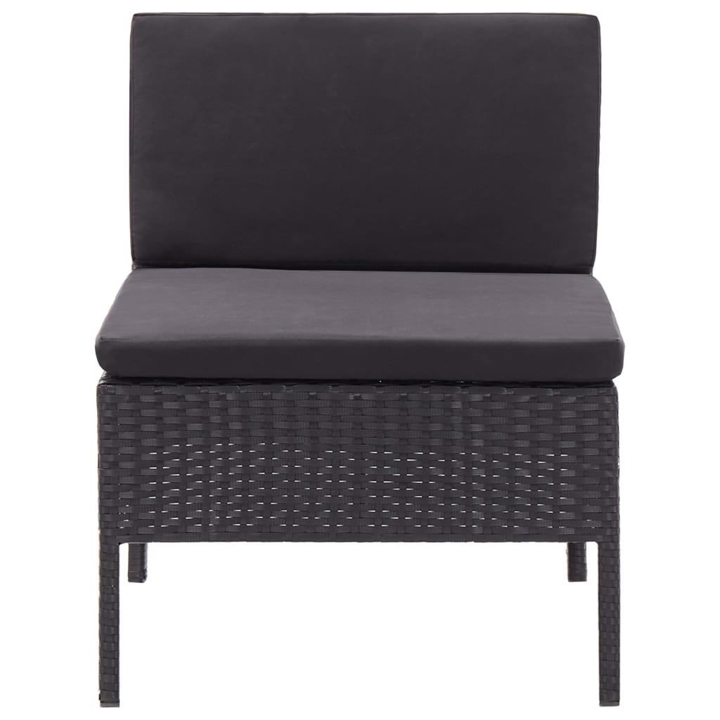 3 Piece Garden Lounge Set with Cushions Poly Rattan Black