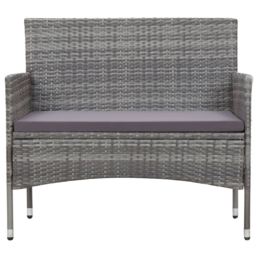 4 Piece Garden Lounge Set with Cushions Poly Rattan Grey