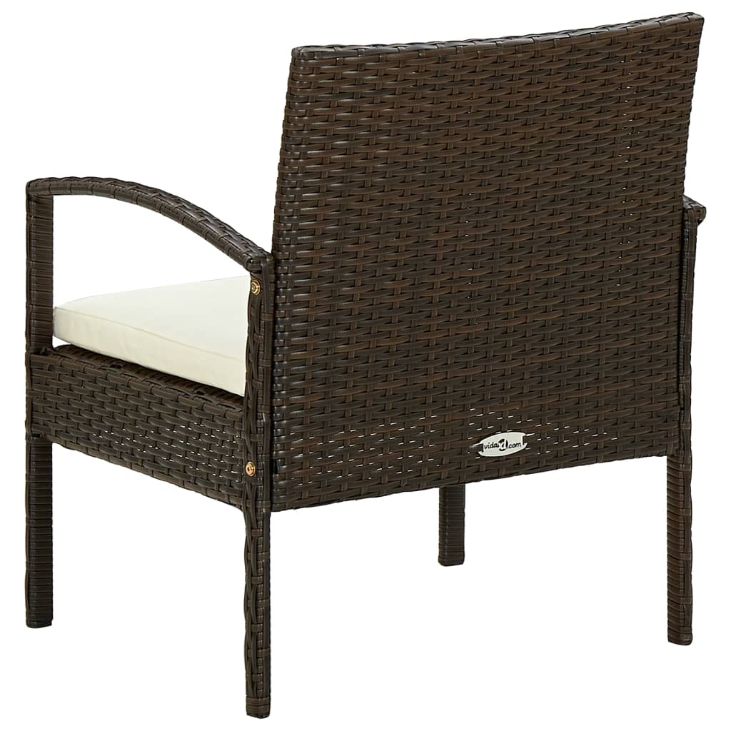 Garden Chair with Cushion Poly Rattan Brown