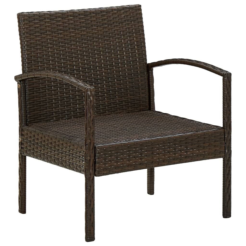 Garden Chair with Cushion Poly Rattan Brown