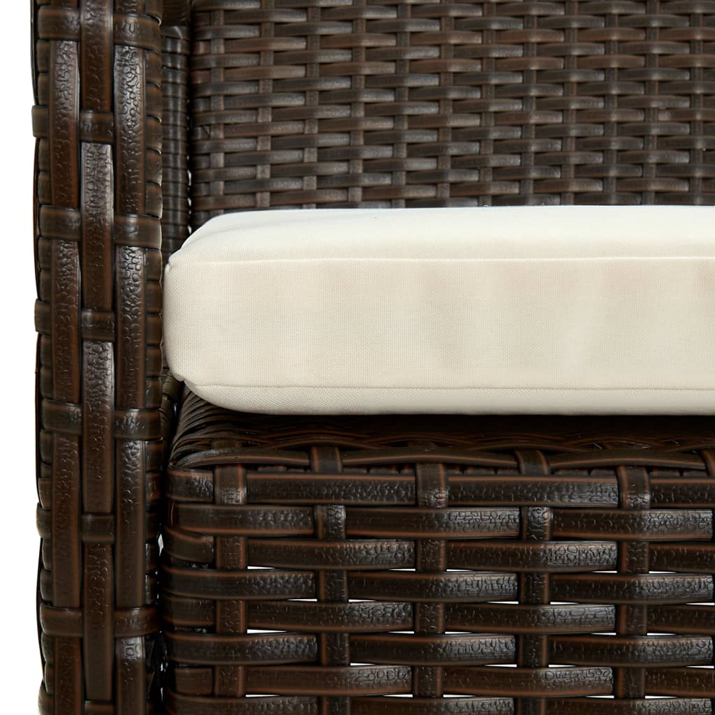 Garden Chair with Cushion Poly Rattan Brown