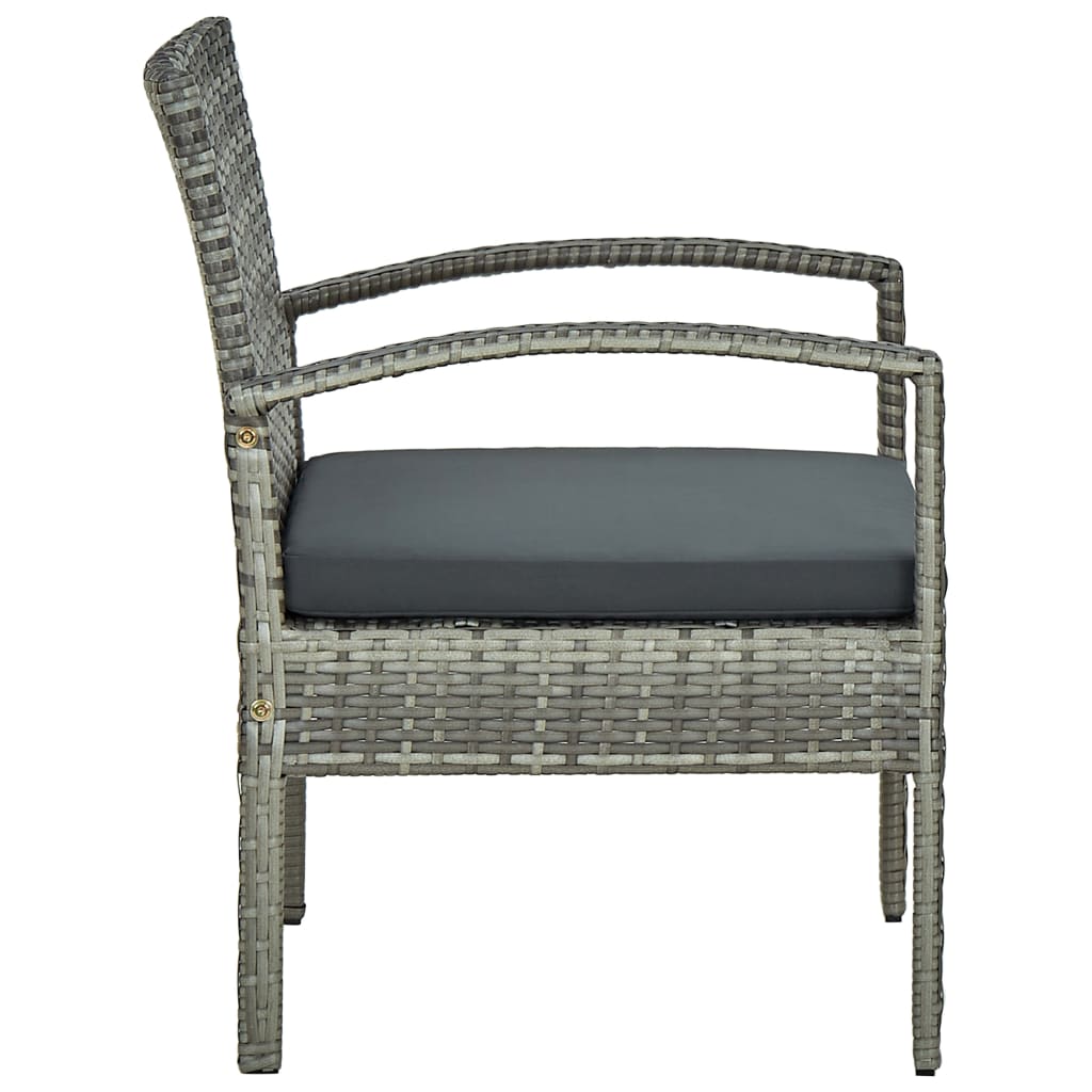 Garden Chair with Cushion Poly Rattan Grey