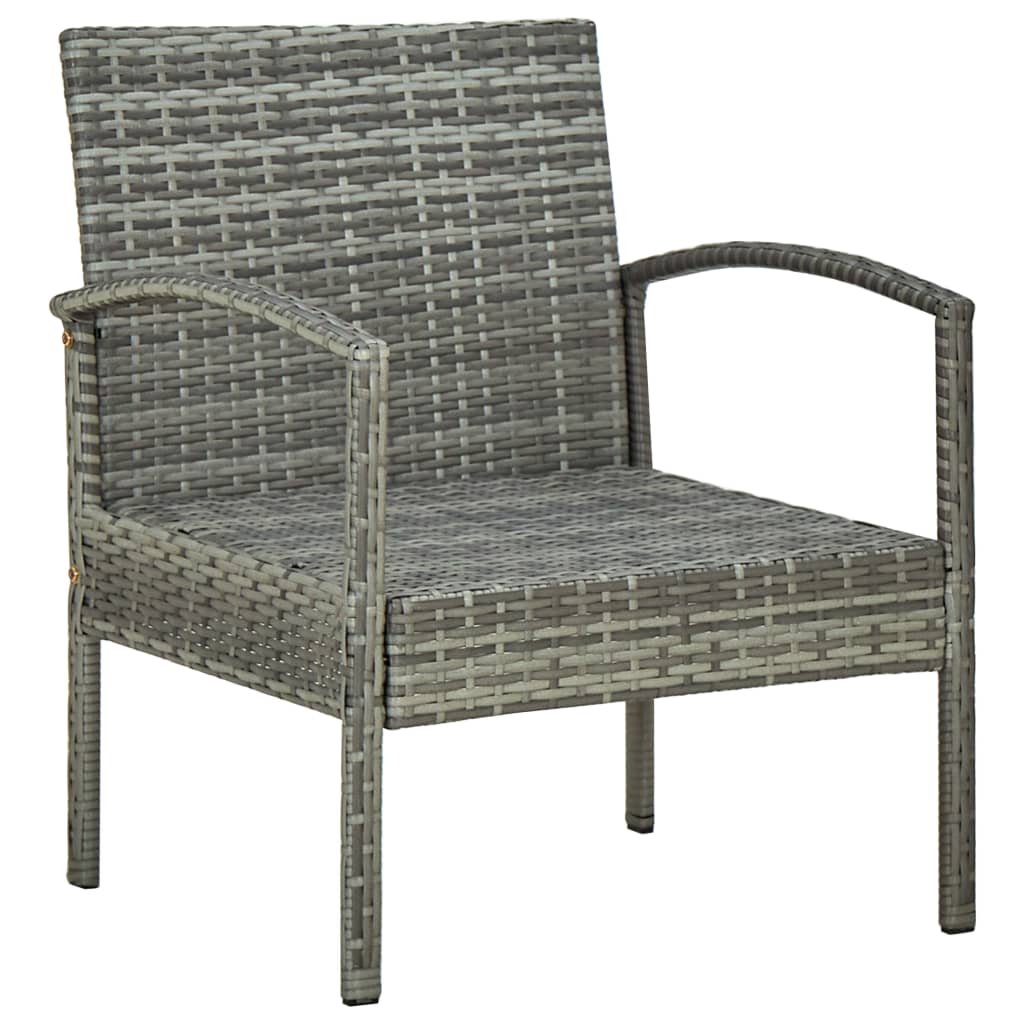 Garden Chair with Cushion Poly Rattan Grey