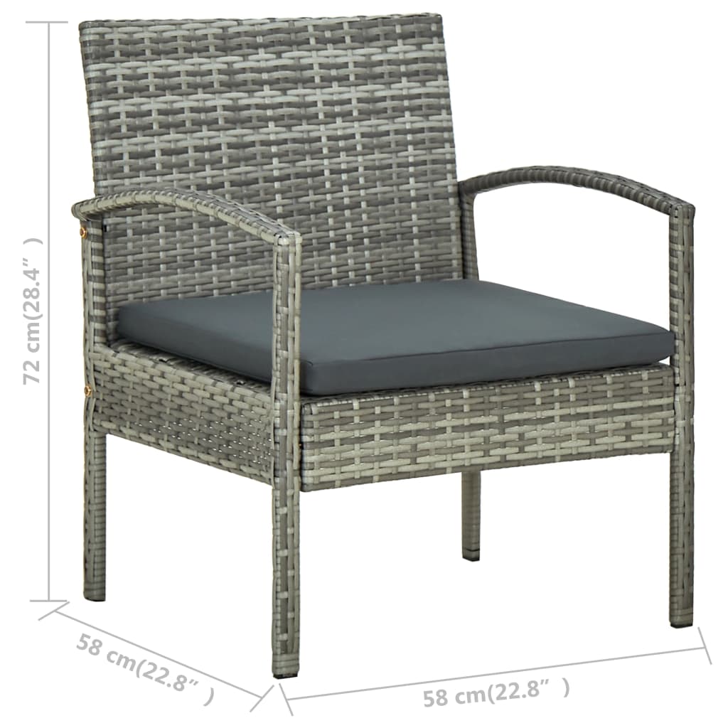 Garden Chair with Cushion Poly Rattan Grey
