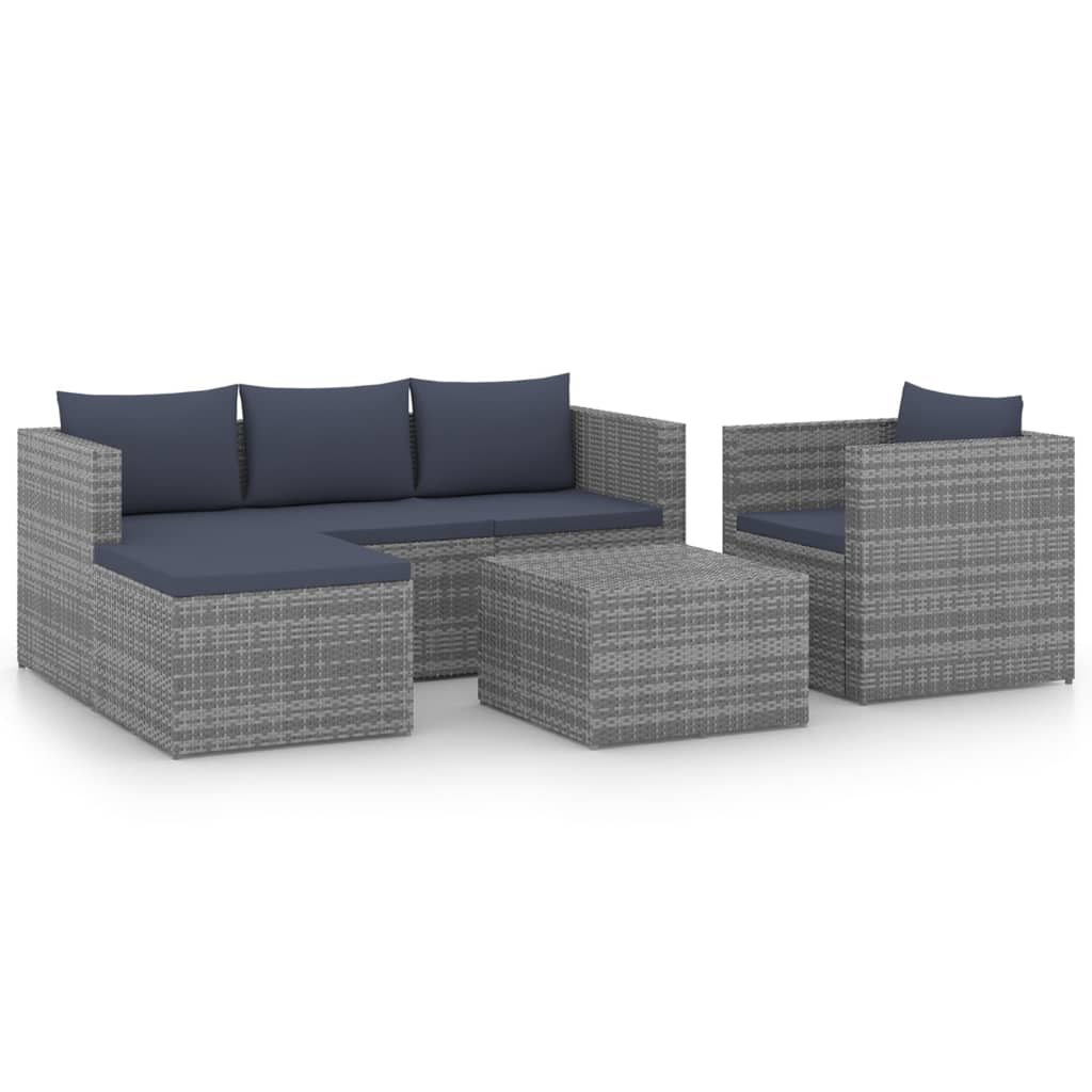 4 Piece Garden Lounge Set Poly Rattan Grey and Anthracite
