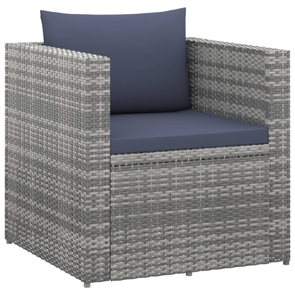 4 Piece Garden Lounge Set Poly Rattan Grey and Anthracite