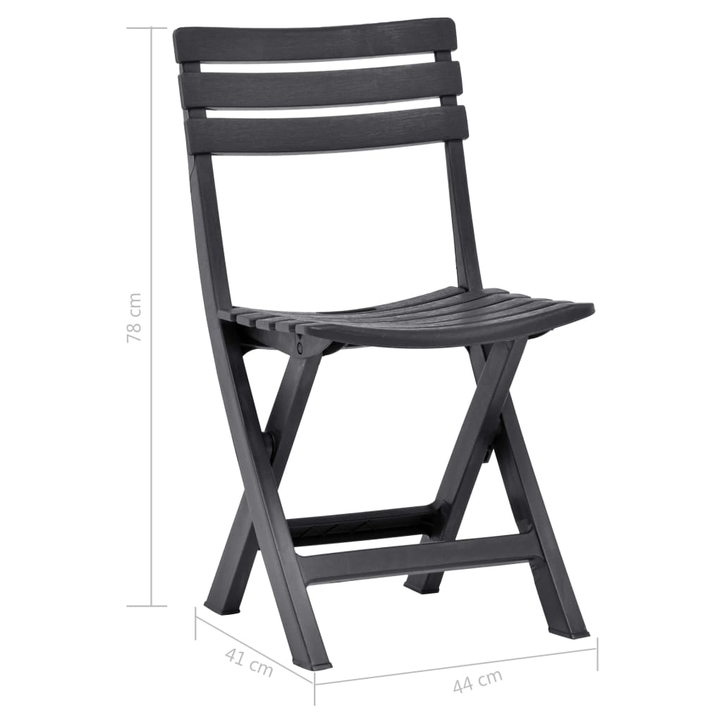 Folding Garden Chairs 2 pcs Plastic Anthracite