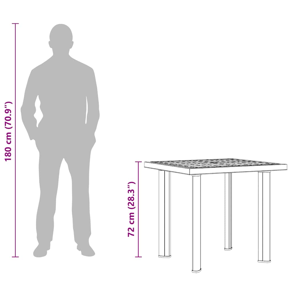 Garden Table Anthracite 80x75x72 cm Plastic