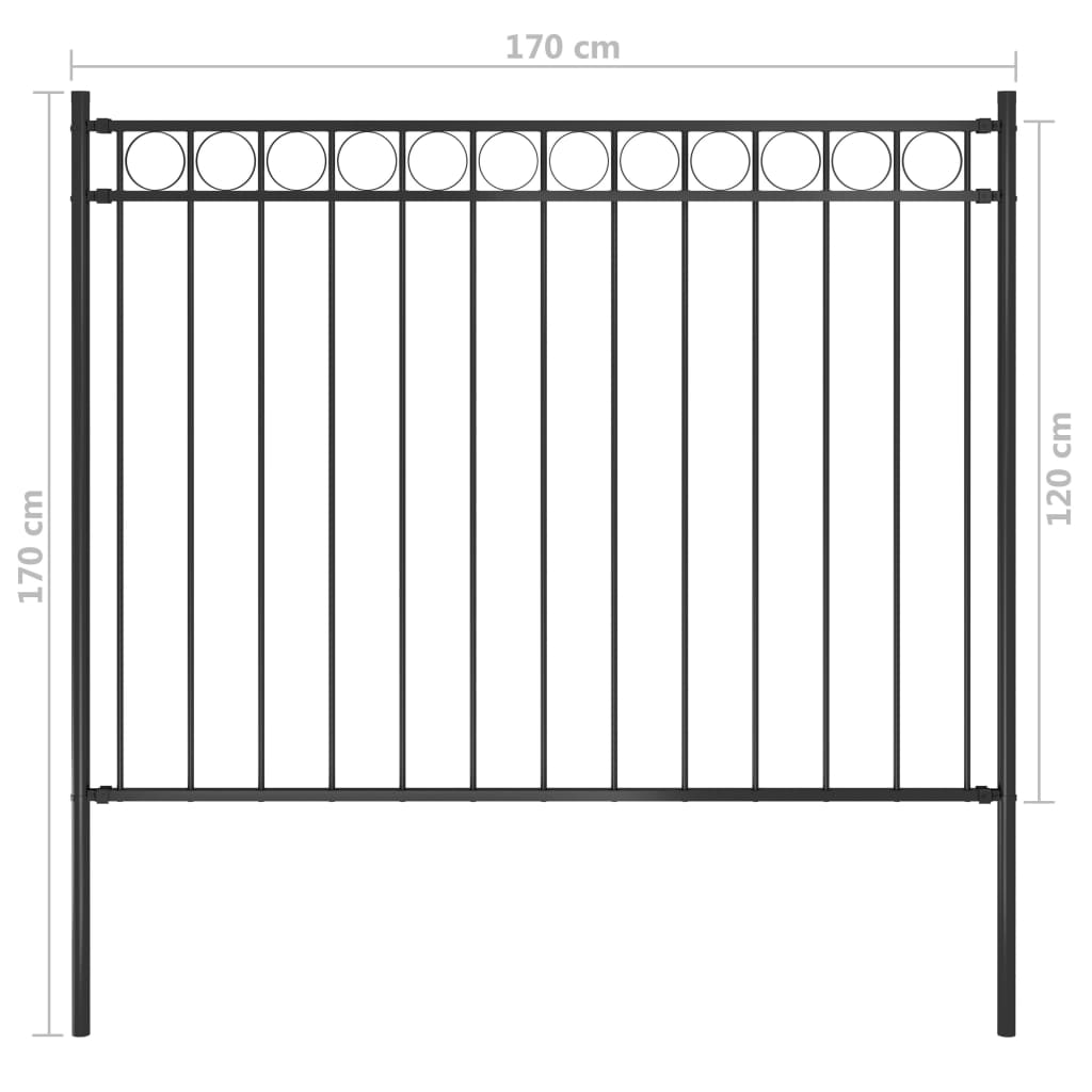 Garden Fence Steel 1.81x1.2 m Black
