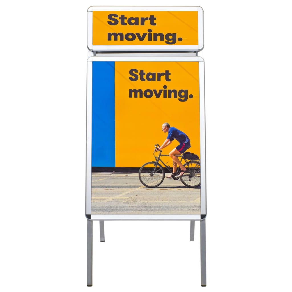 A1 Customer Stopper Poster Stand with Header Aluminium