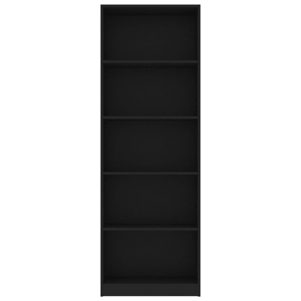 5-Tier Book Cabinet Black 60x24x175 cm Engineered Wood