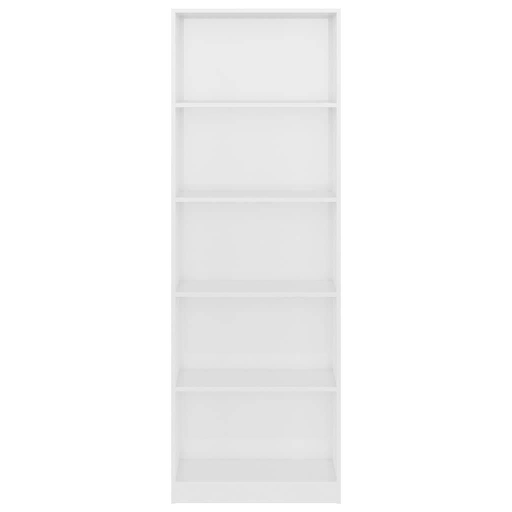 5-Tier Book Cabinet High Gloss White 60x24x175 cm Engineered Wood