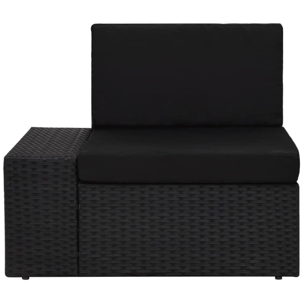 Sectional Corner Sofa with Right Armrest Poly Rattan Black