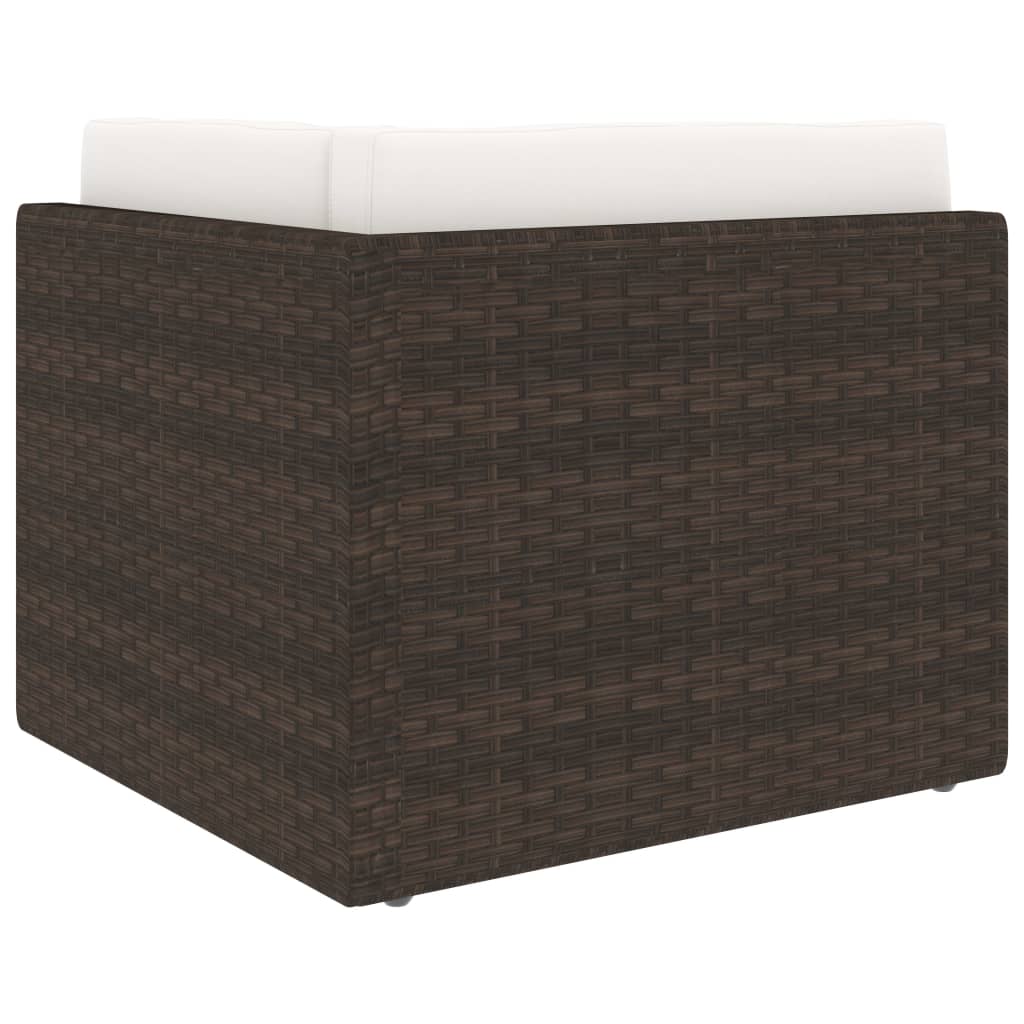 Sectional Corner Sofa Poly Rattan Brown