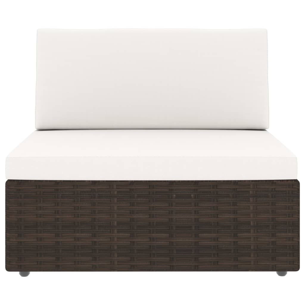 Sectional Sofa 2-Seater Poly Rattan Brown