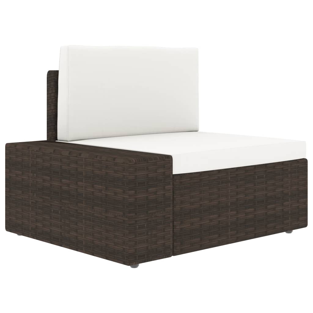 Sectional Sofa 2-Seater Poly Rattan Brown