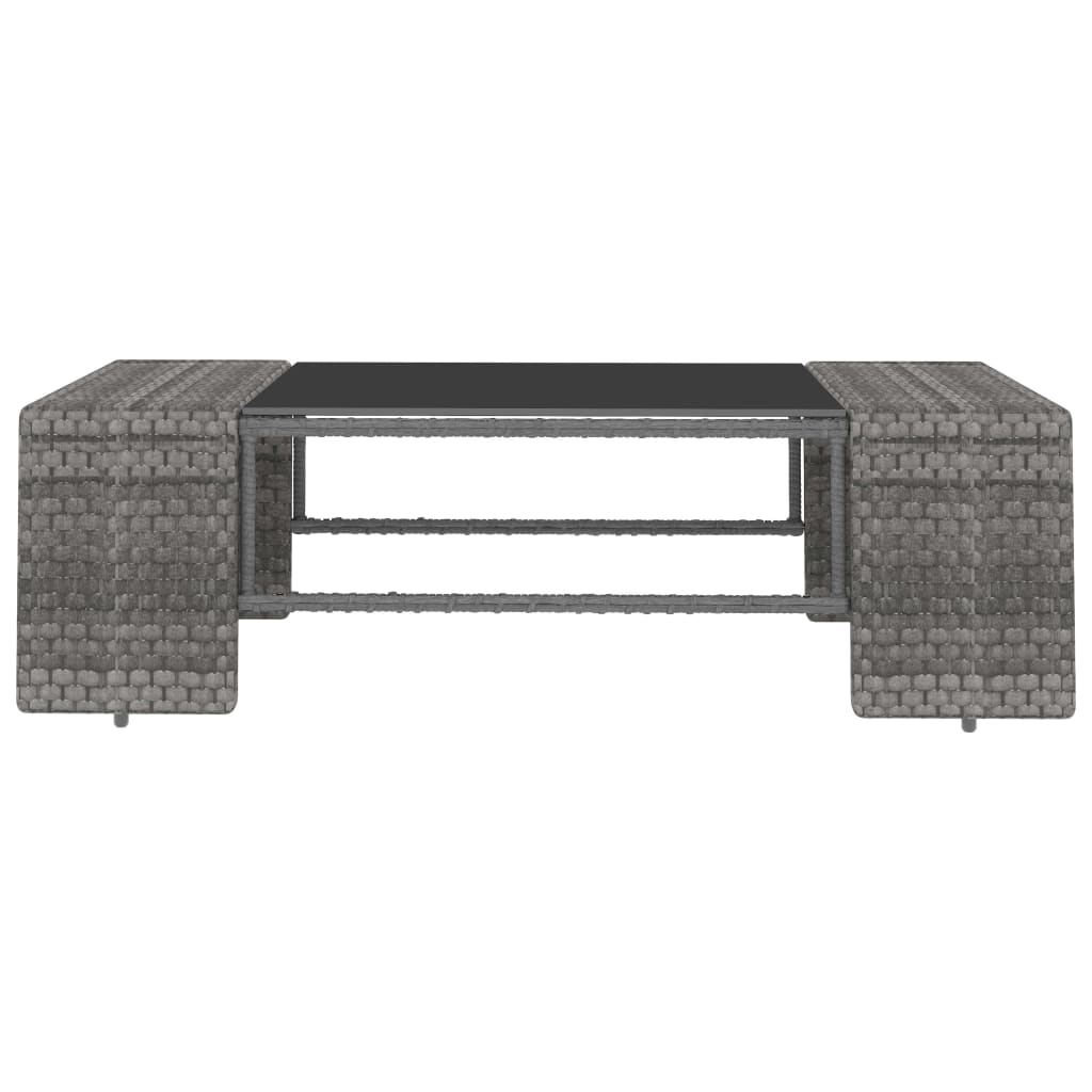 2 Piece Garden Lounge Set Poly Rattan Grey