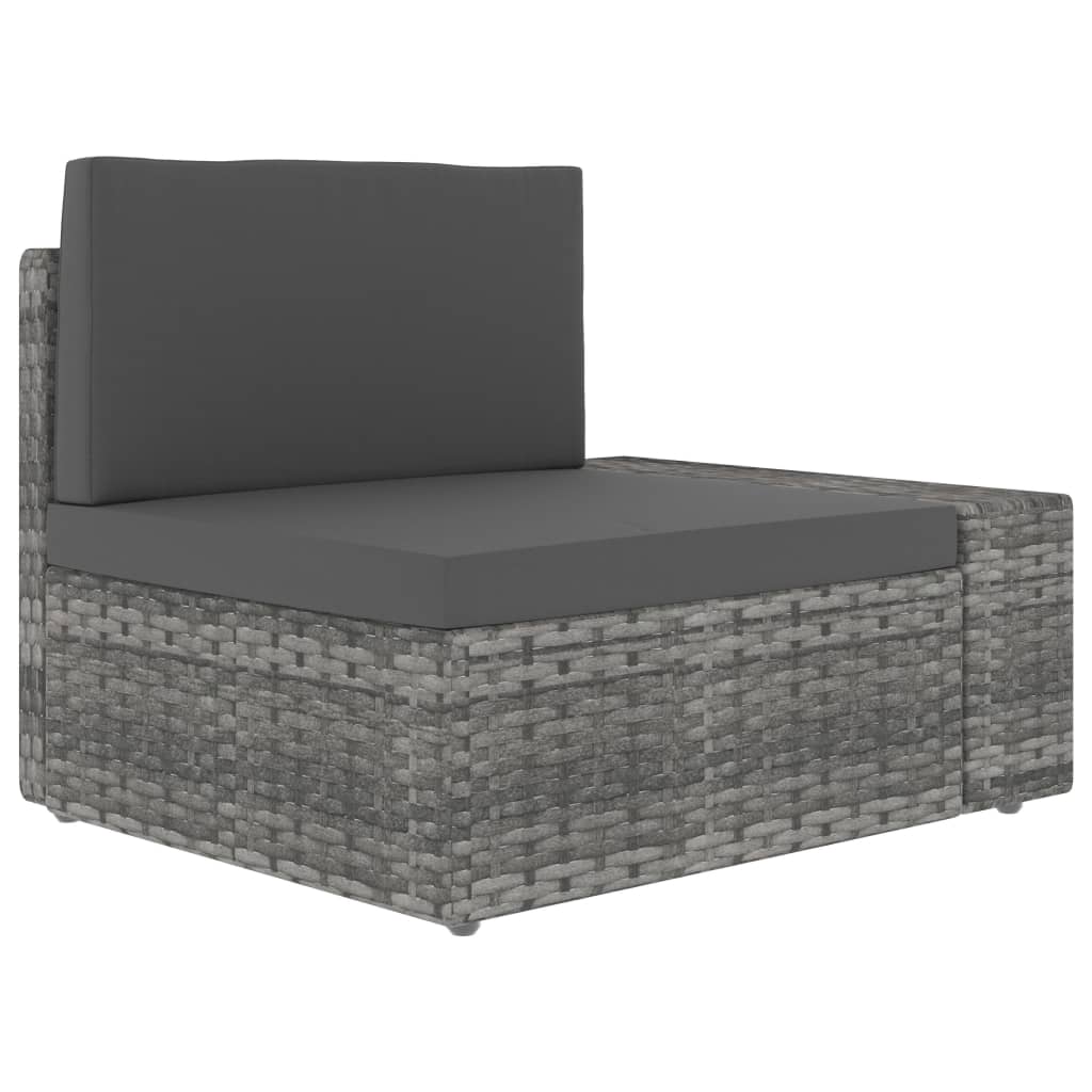Sectional Sofa 3-Seater Poly Rattan Grey