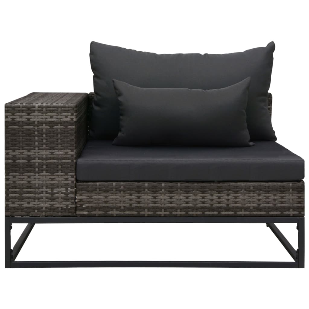 3 Piece Garden Sofa Set with Cushions Poly Rattan Grey