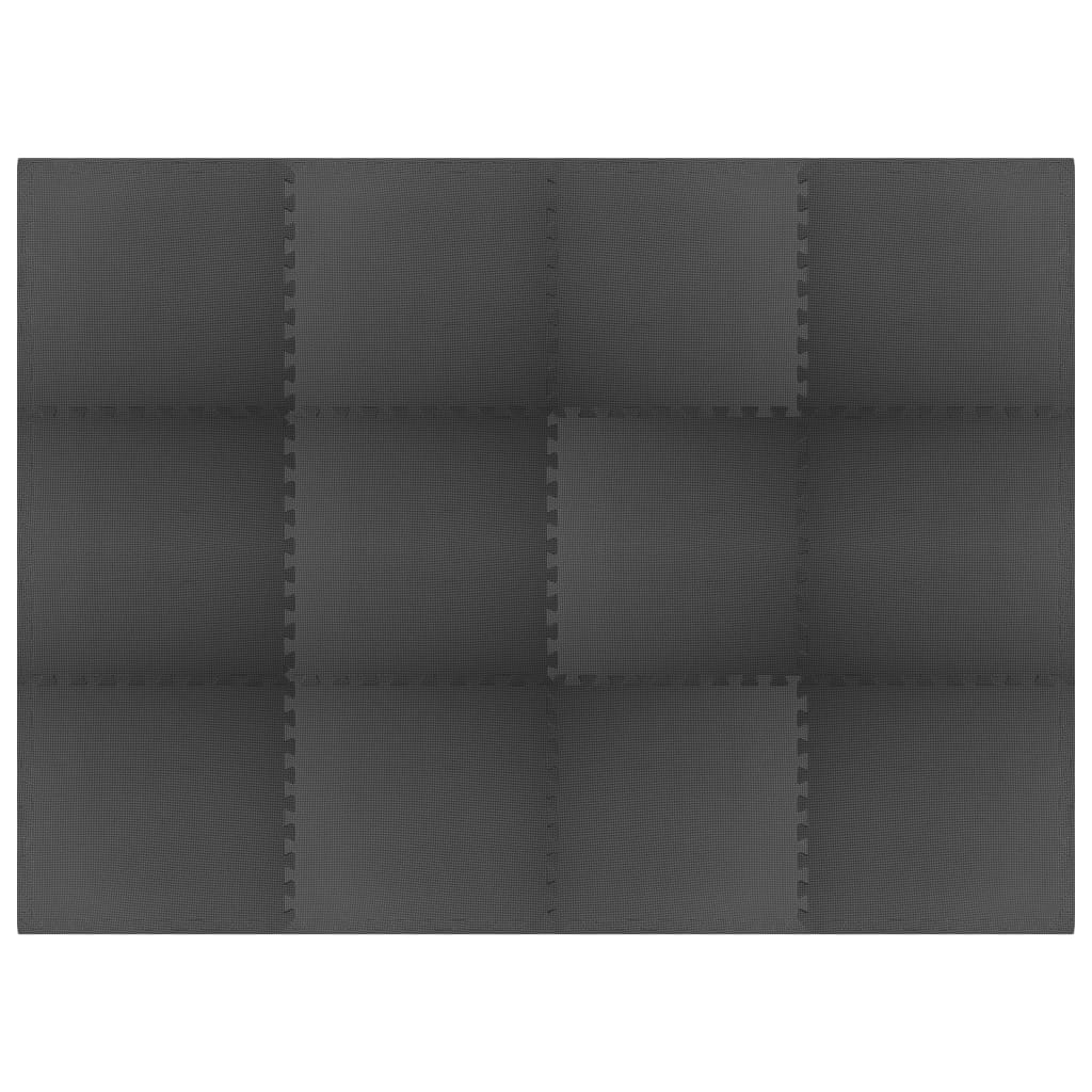 Floor Mats 12 pcs 4.32 m² EVA Foam Black