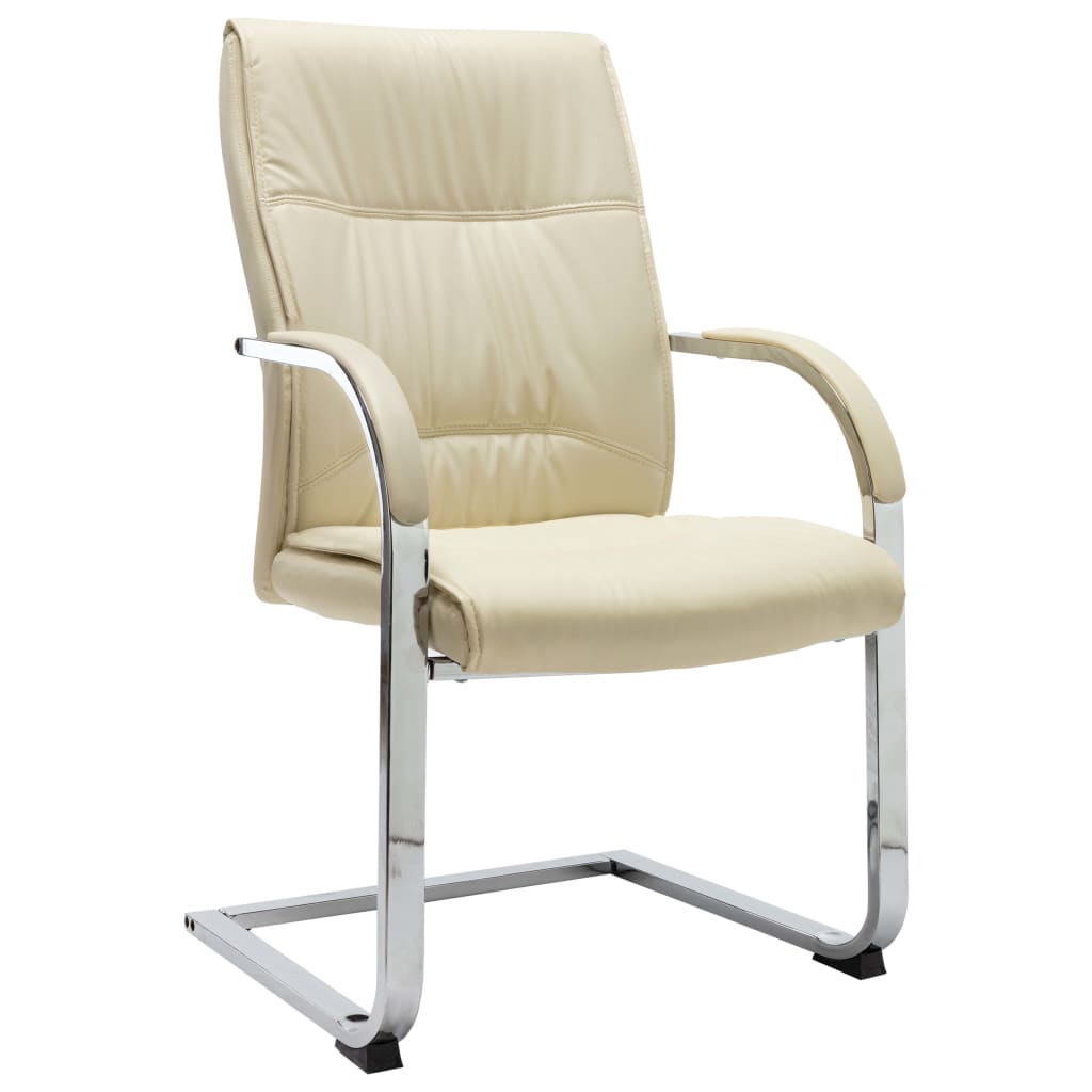 Cantilever Office Chair Cream Faux Leather