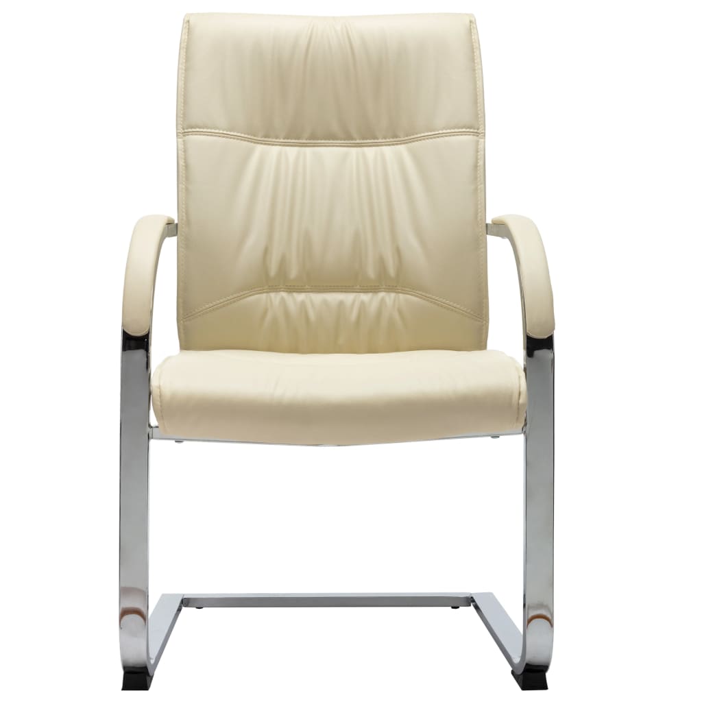 Cantilever Office Chair Cream Faux Leather