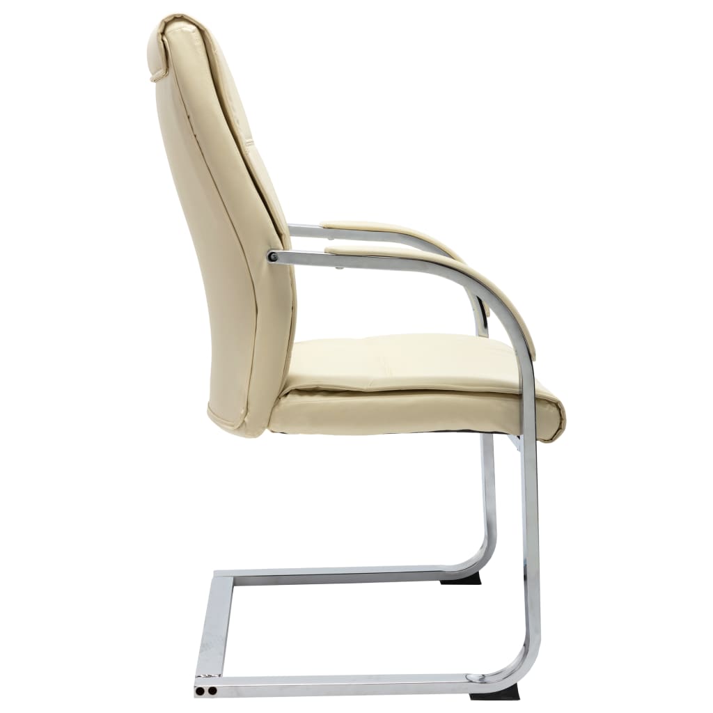Cantilever Office Chair Cream Faux Leather