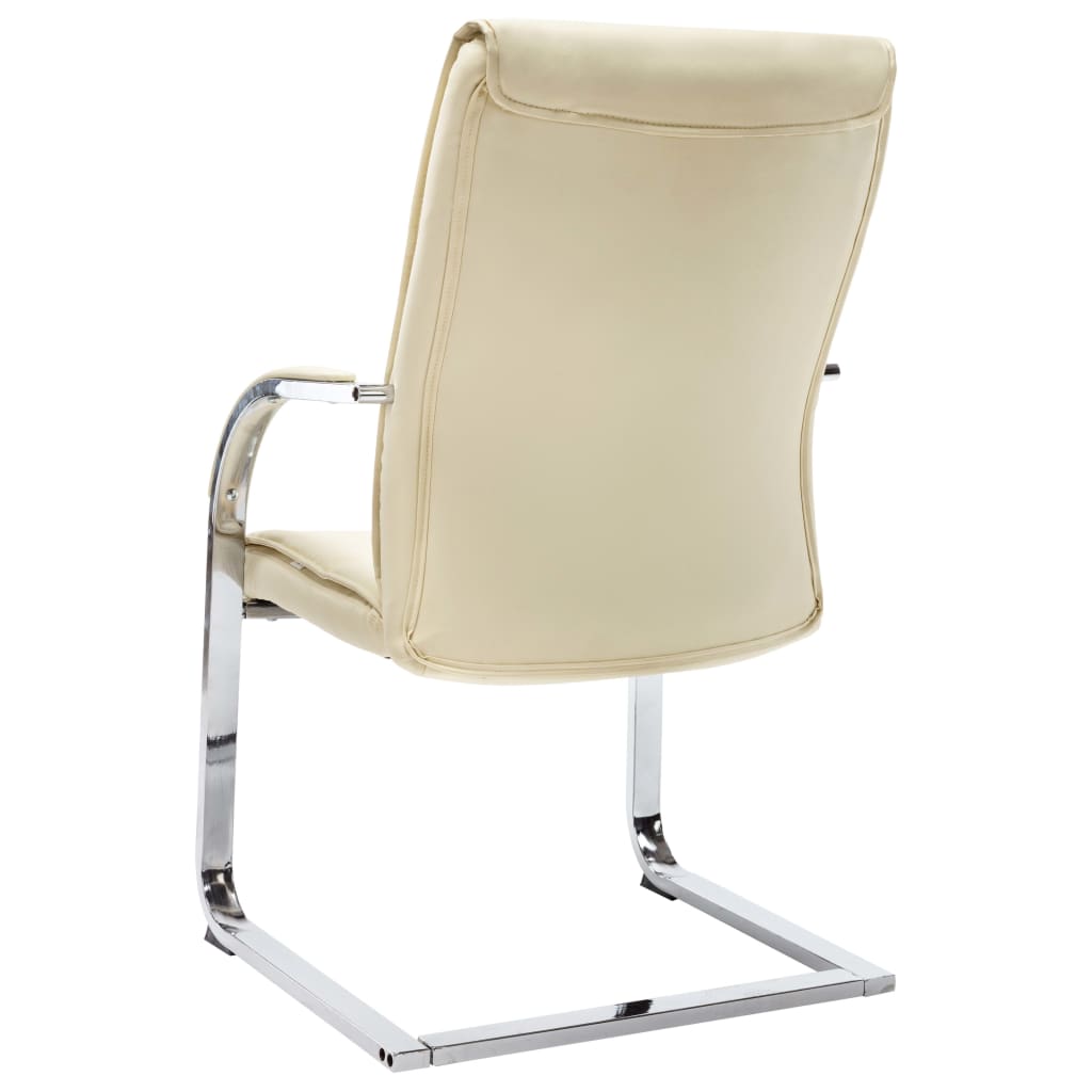 Cantilever Office Chair Cream Faux Leather