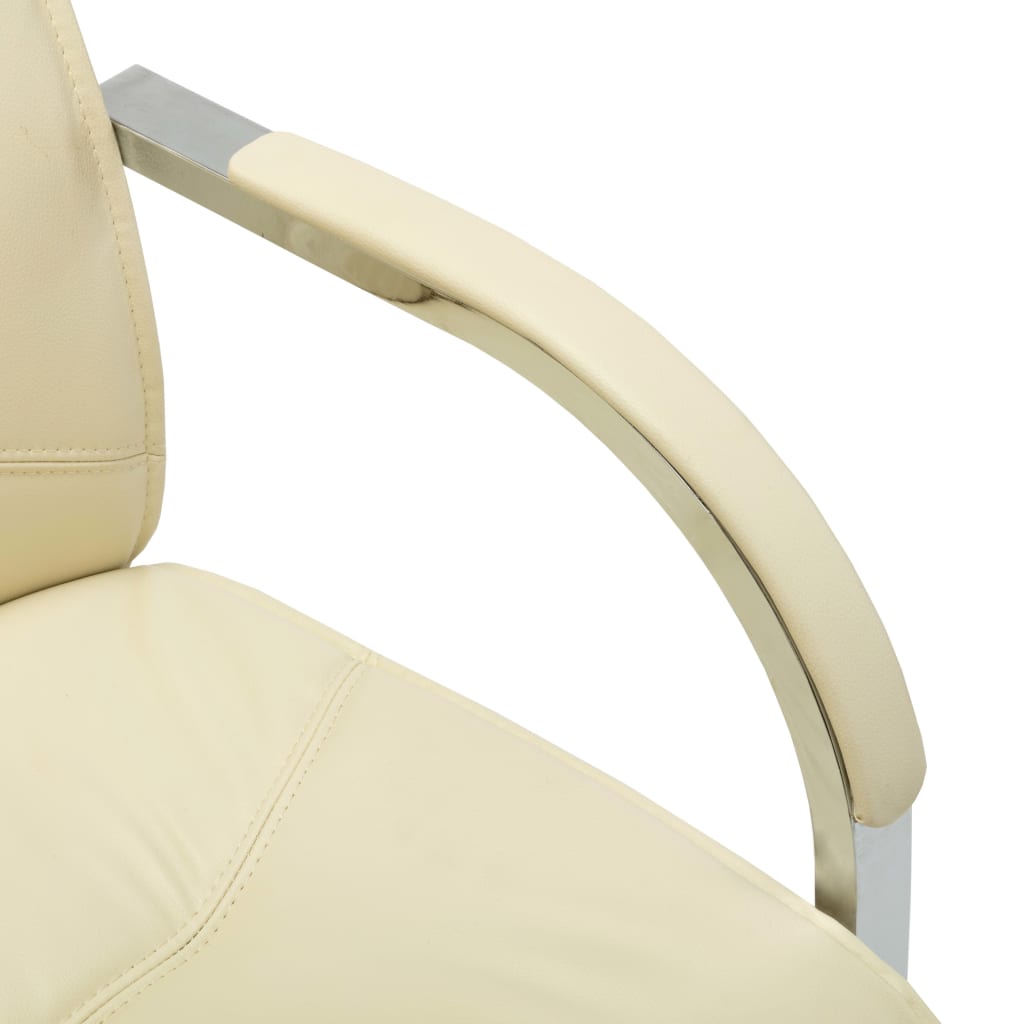 Cantilever Office Chair Cream Faux Leather