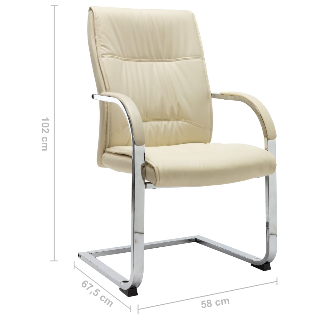 Cantilever Office Chair Cream Faux Leather