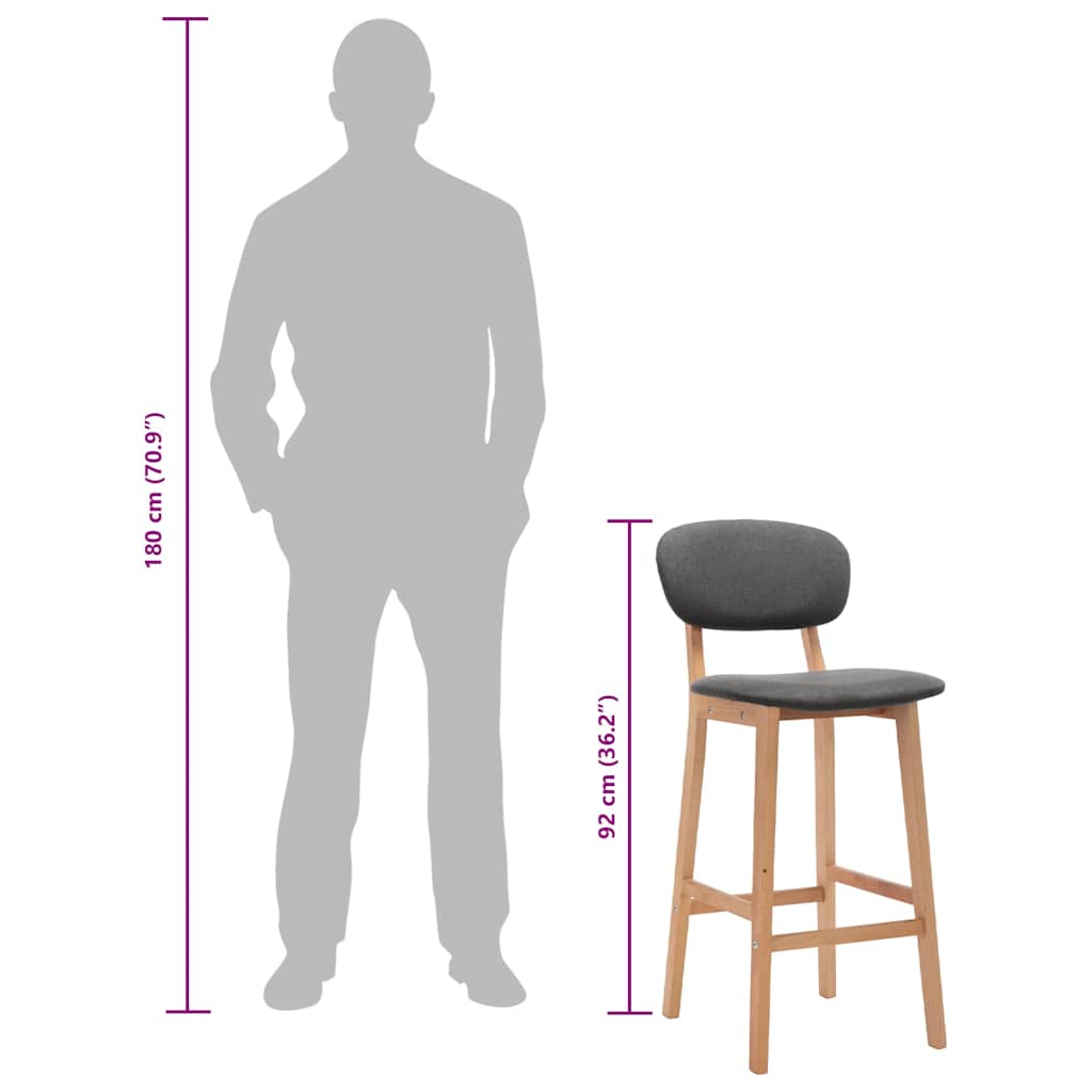 Bar Stools 2 pcs Dark Grey Fabric