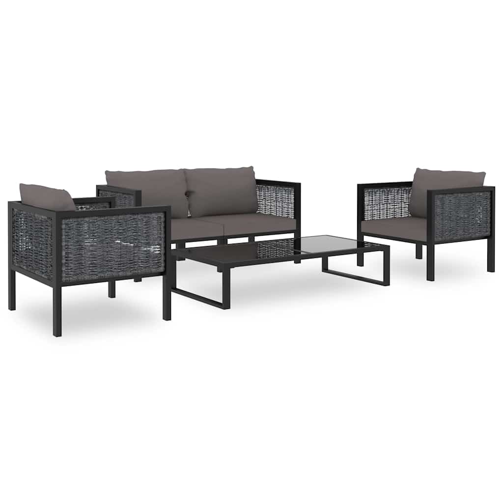 Sectional Corner Sofa with Left Armrest Poly Rattan Anthracite