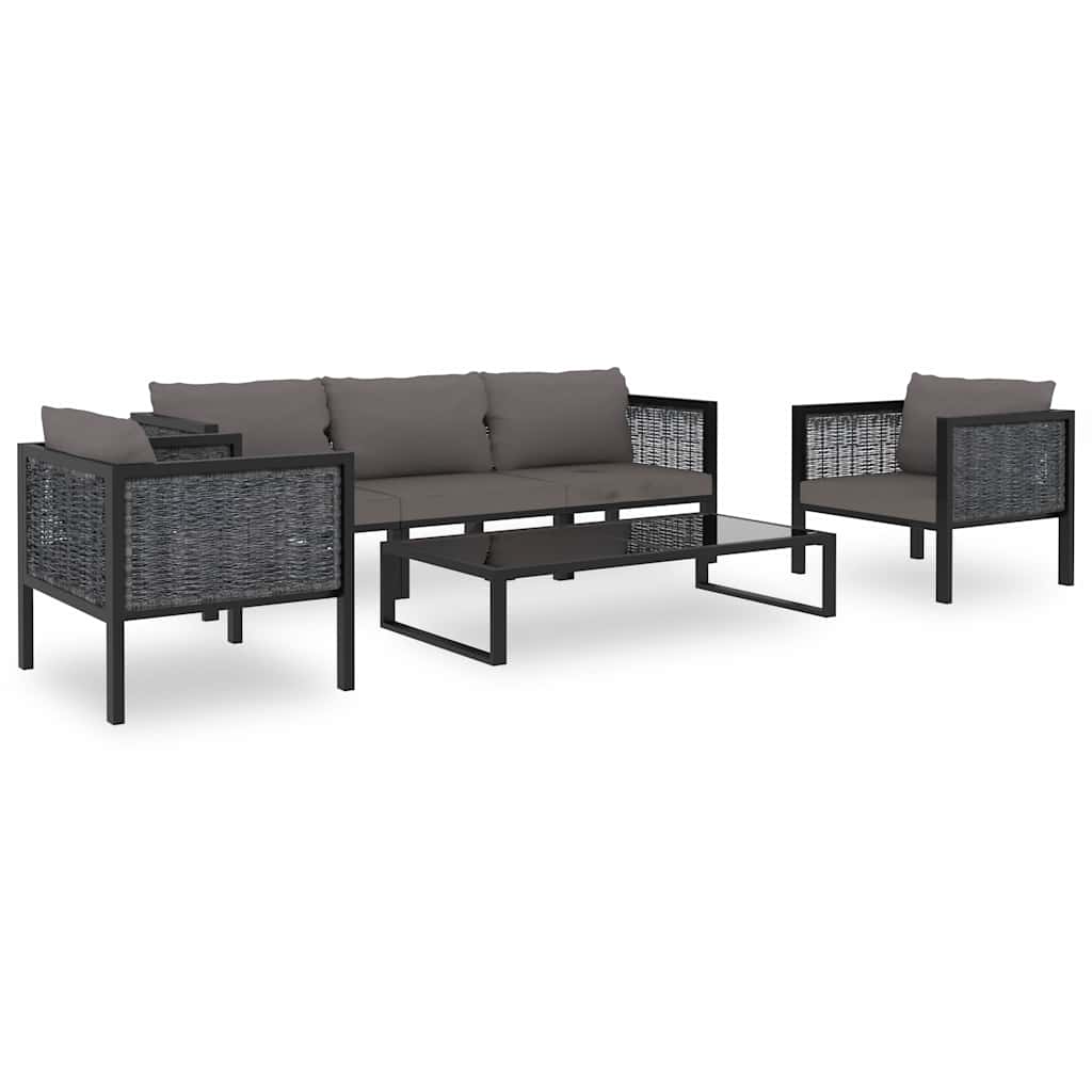 Sectional Middle Sofa with Cushion Poly Rattan Anthracite