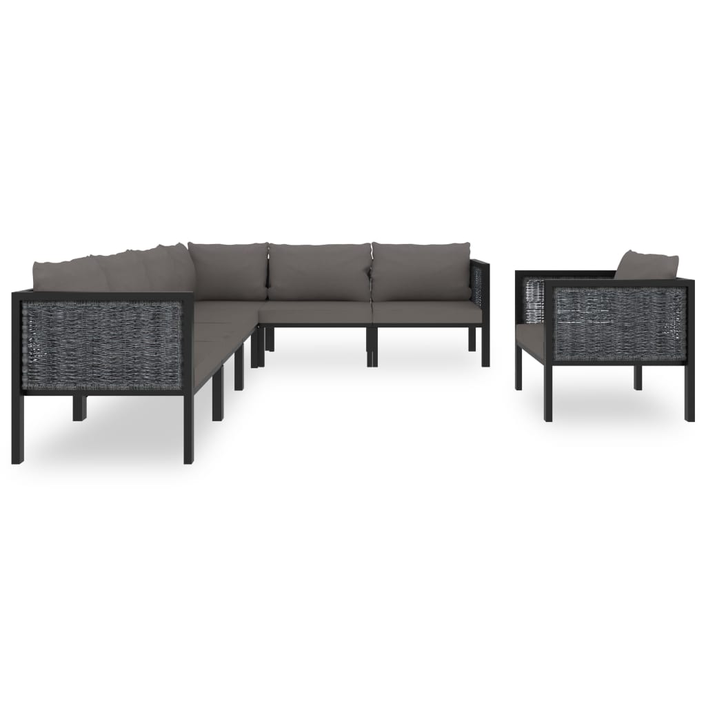 7 Piece Garden Lounge Set with Cushions Poly Rattan Anthracite