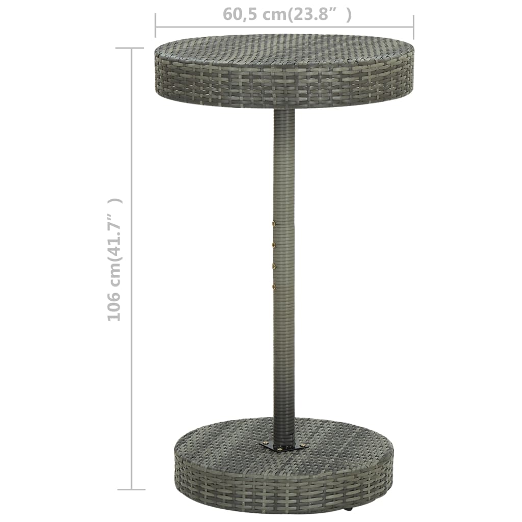 Garden Table Grey 60.5x106 cm Poly Rattan